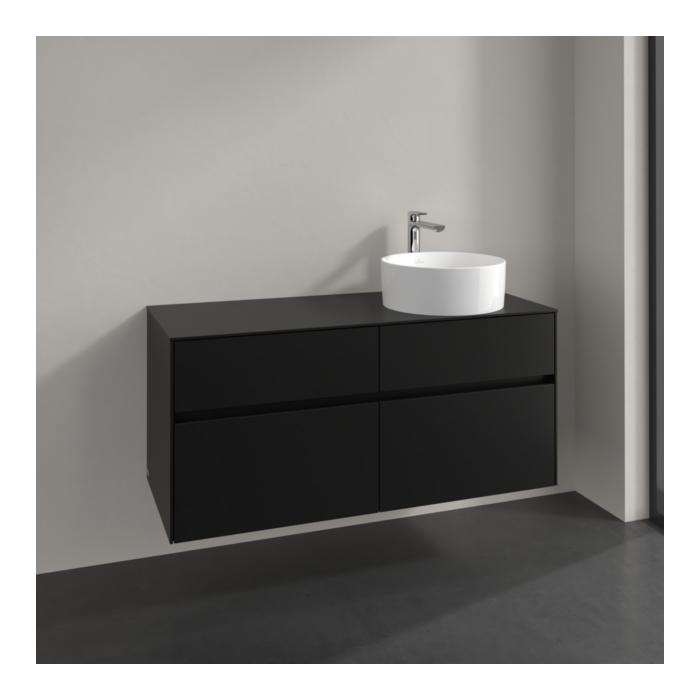 Villeroy Und Boch Collaro Waschtischunterschrank C043B0VL 120X54,8X50Cm, Waschtisch Rechts, Led-Beleuchtung 8,8 W, Volcano Black