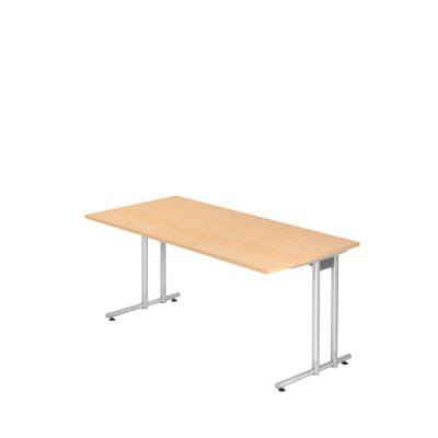 Schreibtisch Jena, C-Fuß, Rechteck, B 1600 X T 800 X H 720 Mm, Gestell Alusilber, Ahorn-Dekor