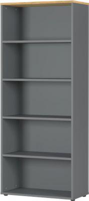 Aktenregal Agenda Home, 5 Oh, B 800 X T 400 X H 1970 Mm, Graphit/Eiche