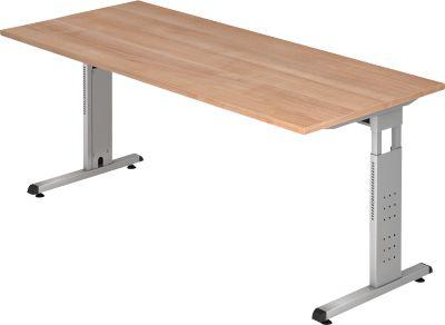 Schreibtisch Ulm, C-Fuß, Rechteck, B 1800 X T 800 X H 650-850 Mm, Nussbaum-Dekor