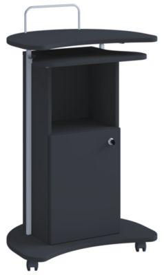 Stehpult Komil, Mobil, HöHenverstellbar, 1 Offenes & 1 AbschließBares Fach Mit TüR, B 560 X T 410 X H 930-1110 Mm, Holz, Schwarz