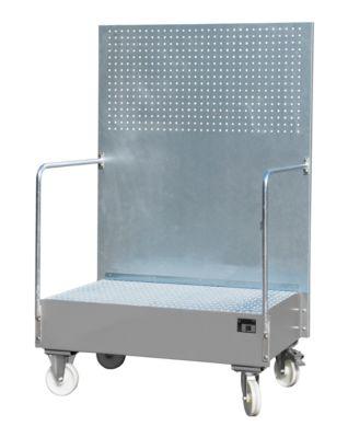 Fahrbare Auffangwanne, Aus Stahl, 215 L Auffangvolumen FüR 2 X 200-Liter FäSser, Grau Lackiert