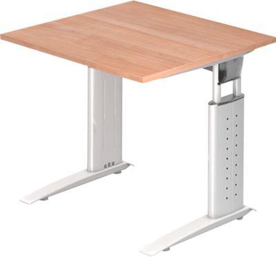 Schreibtisch Tarvis, C-Fuß, Quadrat, B 800 Mm, Gestell Weiß, HöHenverstellbar, Nussbaum