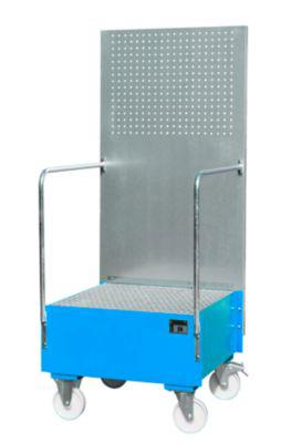Fahrbare Auffangwanne Mit Lochplattenwand, Aus Stahl, KapazitäT 1 X 200-Liter Fass, Blau