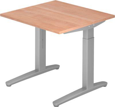 Schreibtisch Topas Line, Manuell HöHeneinstellbar, B 800 Mm, Nussbaum/Silber/Silber