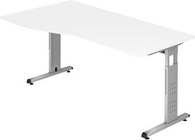 Schreibtisch Freiform Ulm, Li. Od. Rechts, B 1800 X T 800/1000 X H 650-850 Mm, Weiß