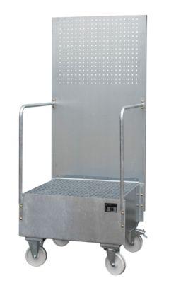 Fahrbare Auffangwanne Mit Lochplattenwand, Aus Stahl, KapazitäT 1 X 200-Liter Fass, Verzinkt