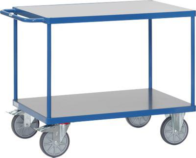Tischwagen Fetra®, 2 Etagen, Lenk- & Bockrollen, Bis 600 Kg, LadefläChen Aus Hart-Pvc Mit L 850 X B 500 Mm