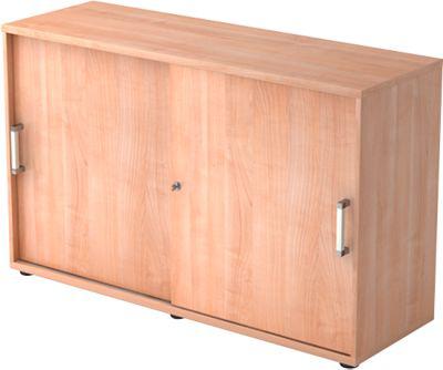 SchiebetüRenschrank Tarvis, 2 OrdnerhöHen, B 1200 X T 400 X H 748 Mm, Abschließ- & Stapelbar, Nussbaum-Dekor