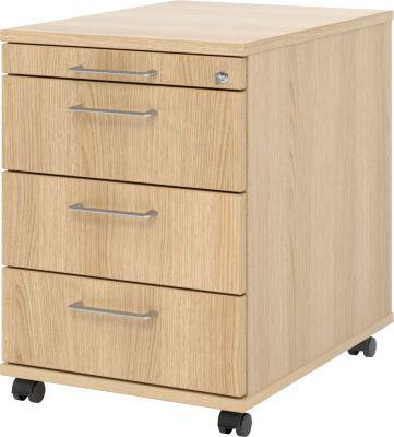 Rollcontainer 1233 Breno, 3 SchüBe & 1 Utensilienauszug, AbschließBar, B 428 X T 580 X H 590 Mm, Eiche-Dekor