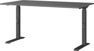 Schreibtisch Porto, Mechanisch HöHeneinstellbar, C-Fuß, B 1400 X T 800 X H 680-910 Mm, Schwarz/Graphit
