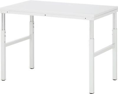 Rau Esd-Basistisch Serie E, Manuell HöHenverstellbar, 28 Mm Spanplatte Mit Melaminbelag, Bis 450 Kg, B 1500 X T 500 X H 650-1000 Mm, Lichtgrau