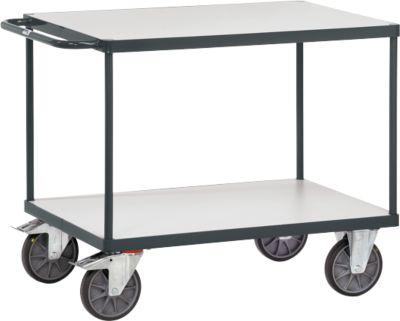 Esd-Tischwagen, 2 Etagen, 850 X 500 Mm, Bis 500 Kg, Stahl/Holz, Schiefergrau