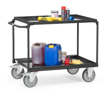 Fetra Tischwagen „Grey Edition“, Stahl, Anthrazitgrau, Mit Wannen, 2 Etagen, L 1171 X B 700 X H 910 Mm, Bis 400 Kg