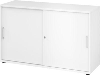 SchiebetüRschrank Breno, AbschließBar, Spanplatte, Melaminharzbeschichtet, B 1200 X T 400 X H 748 Mm, 2 OrdnerhöHen, Weiß/Weiß