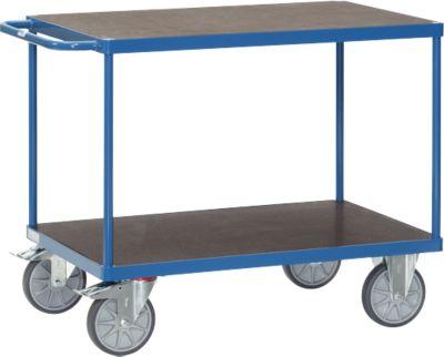 Tischwagen Fetra®, 2 Etagen, Lenk- & Bockrollen, Bis 600 Kg, LadefläChen Sperrholz Mit L 1200 X B 800 Mm