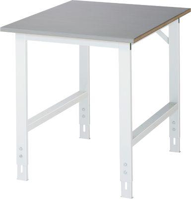 Rau Arbeitstisch Tom, Manuell HöHenverstellbar, 25 Mm Mdf-Platte Mit Edelstahlbelag, Bis 500 Kg, B 750 X T 1000 X H 760-1080 Mm, Silber/Lichtgrau