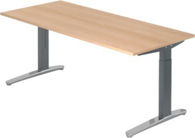 Schreibtisch Topas Line, Manuell HöHeneinstellbar, B 1800 Mm, Eiche/Graphit/Alu Poliert