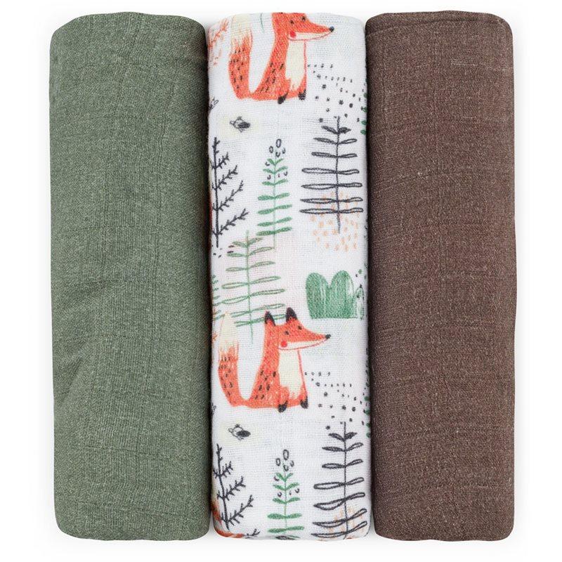 Petite&Mars Moussy stoffen luiers Forest Fox 68 x 68 cm 3 st