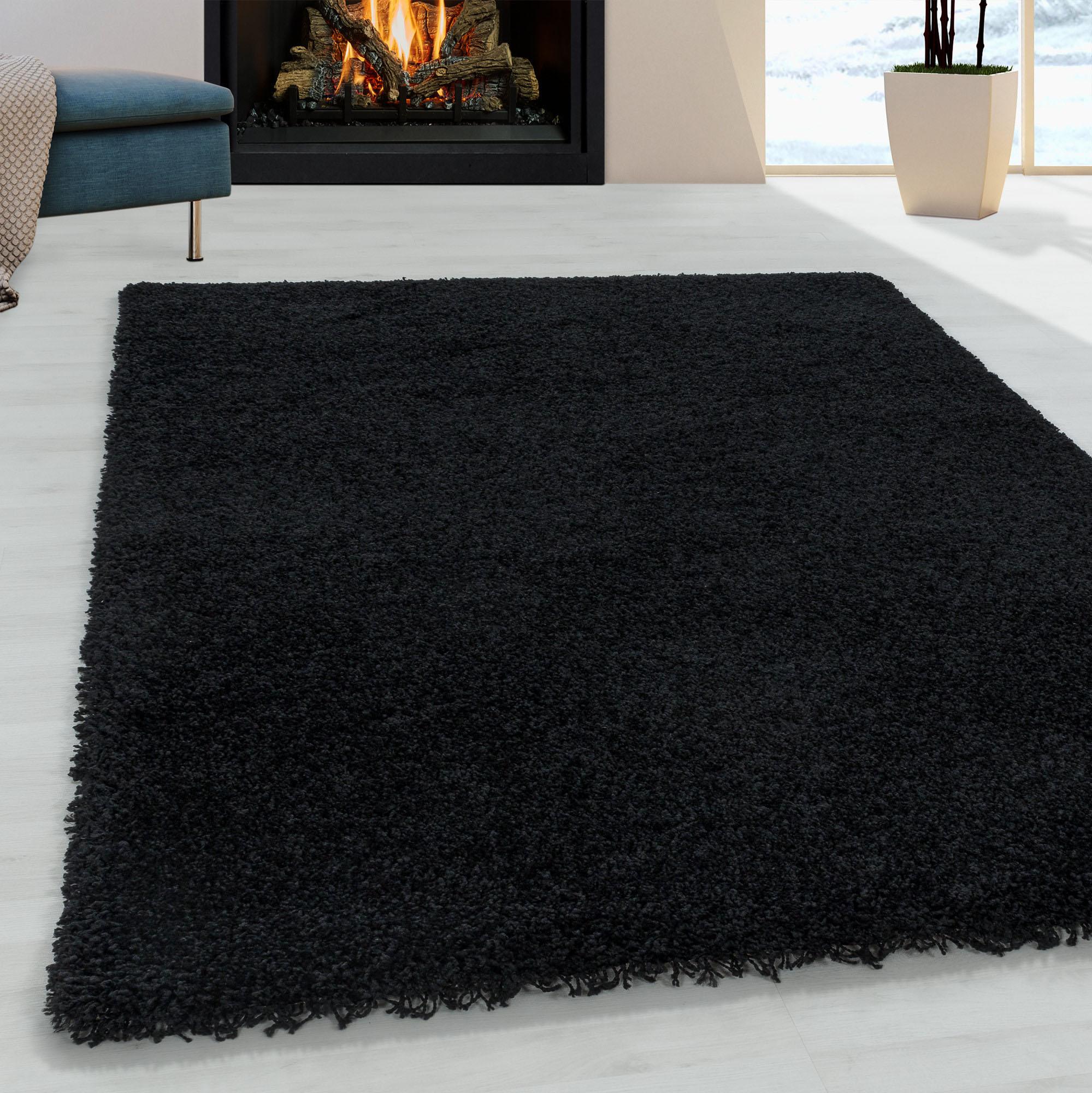 Hochflor-Teppich Ayyildiz Teppiche "Sydney 3000", Schwarz, B:120Cm H:30Mm L:170Cm, Polypropylen (Pp), Teppiche, Shaggy, Langflor, Uni, Auch In Rund, Wohnzimmer