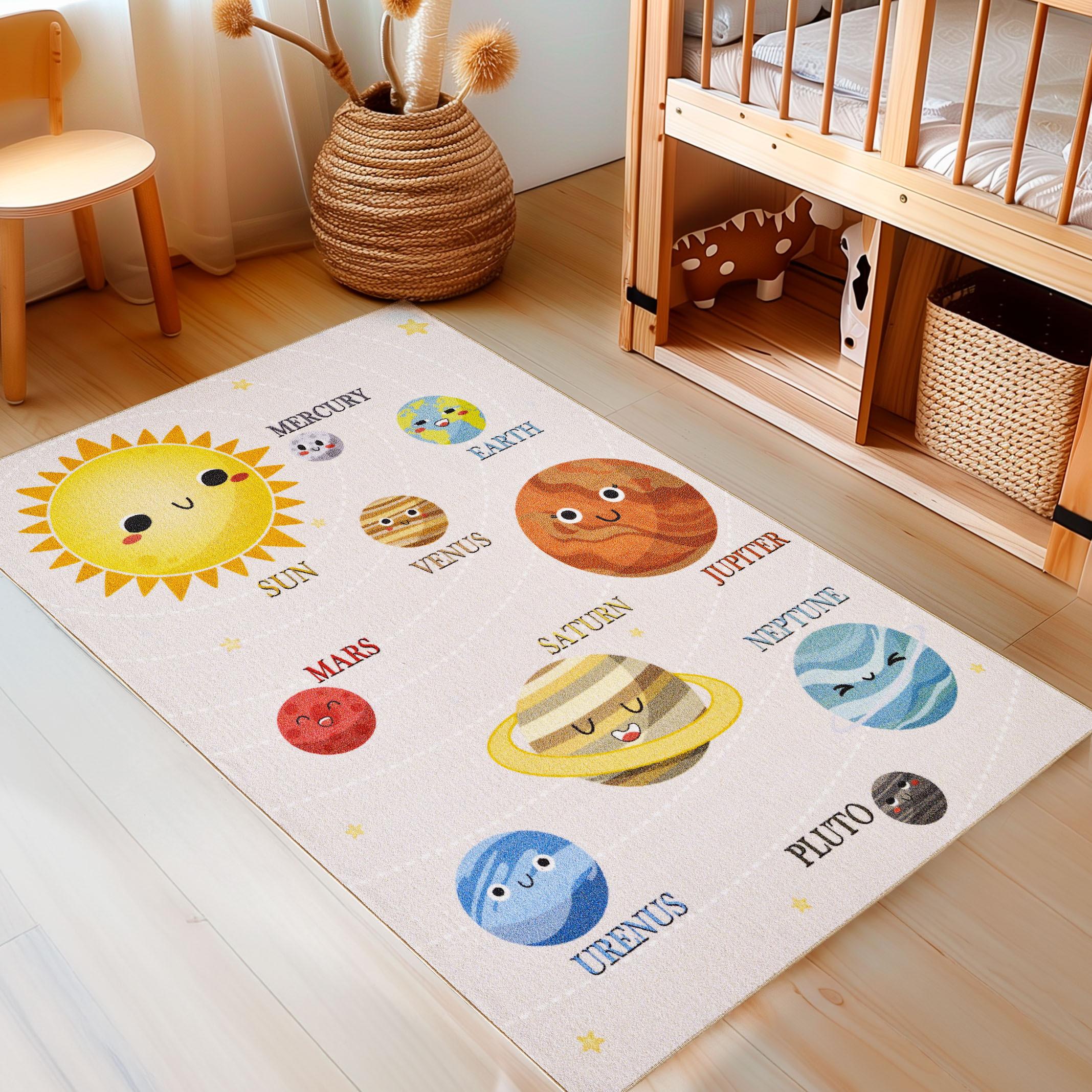 Kinderteppich Ayyildiz Teppiche "Play 2019", Beige, B:160Cm H:8Mm L:230Cm, Polyamid, Teppiche, Kinderteppich, Rutschhemmend, Motiv Weltall, Monde, Sonnensystem, Kurzflor