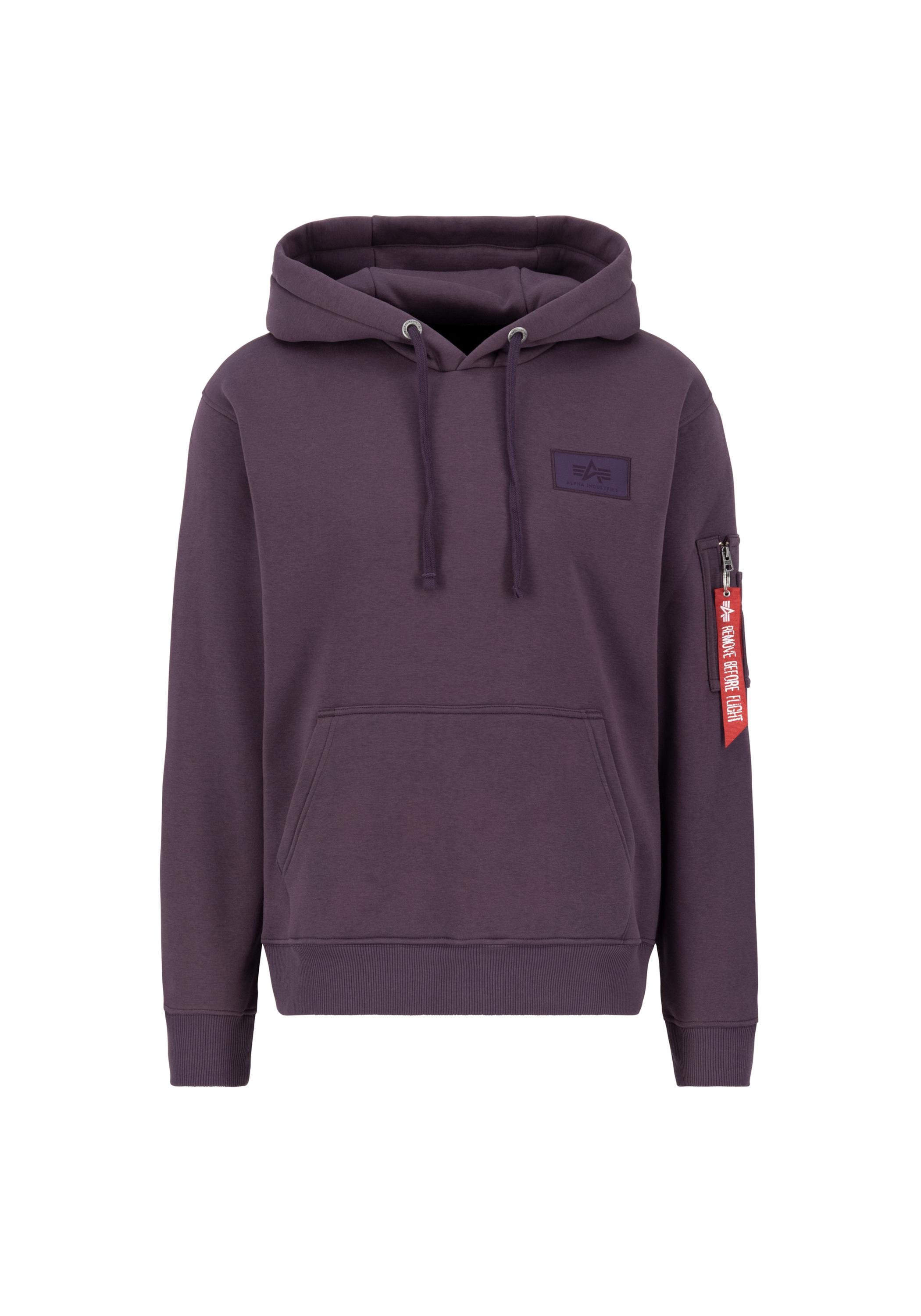 Hoodie Alpha Industries "Backprint Hoodie Rainbow Refl. Print", Herren, Gr. L, Lila (Plum), Obermaterial: 80% Baumwolle, 20% Polyester, Regular Fit, Sweatshirts Hoodie