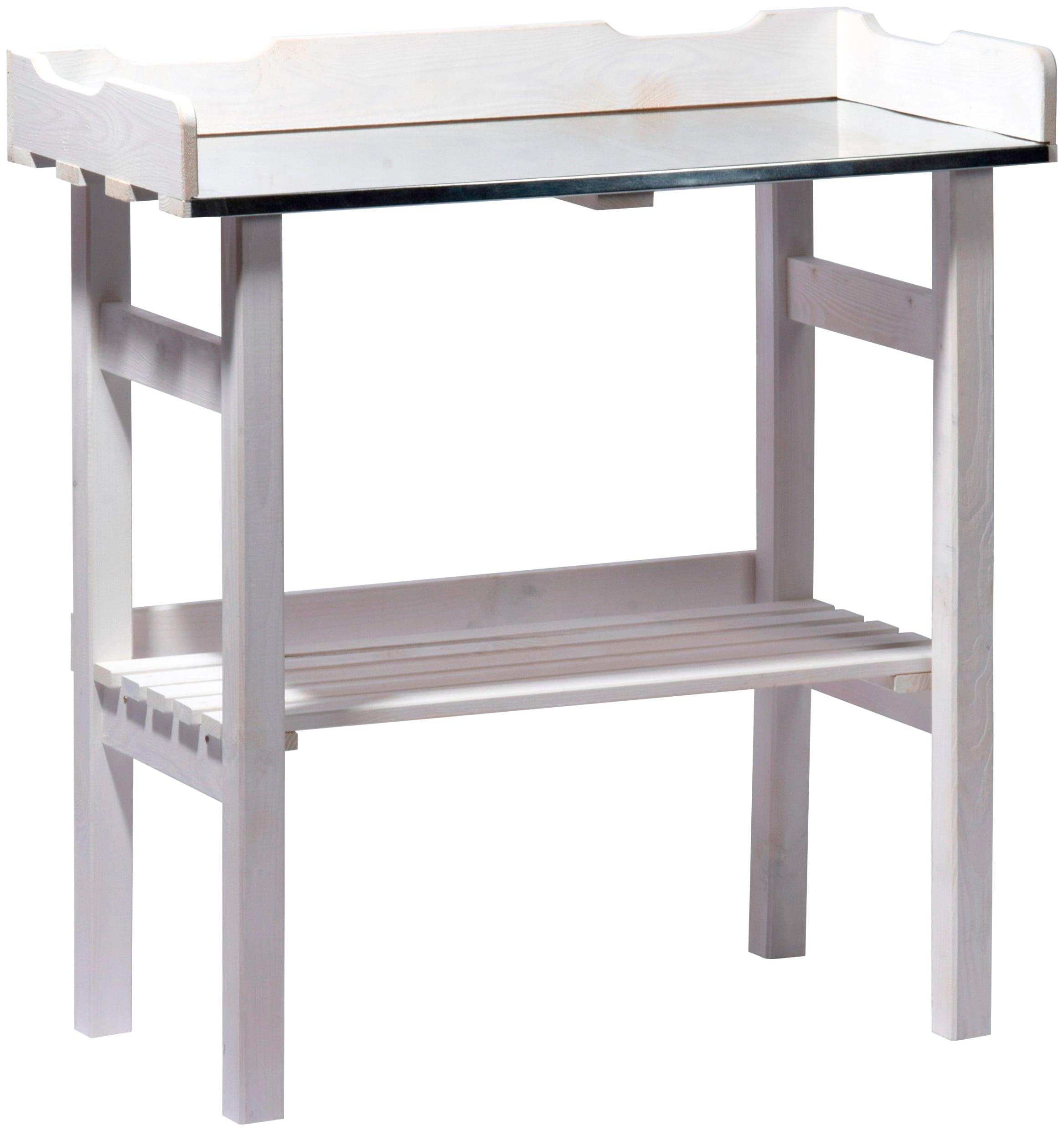 Pflanztisch Dobar, Weiß, B:78Cm H:84Cm T:38Cm, Tische, Verzinkte ArbeitsfläChe Mit Umrandung