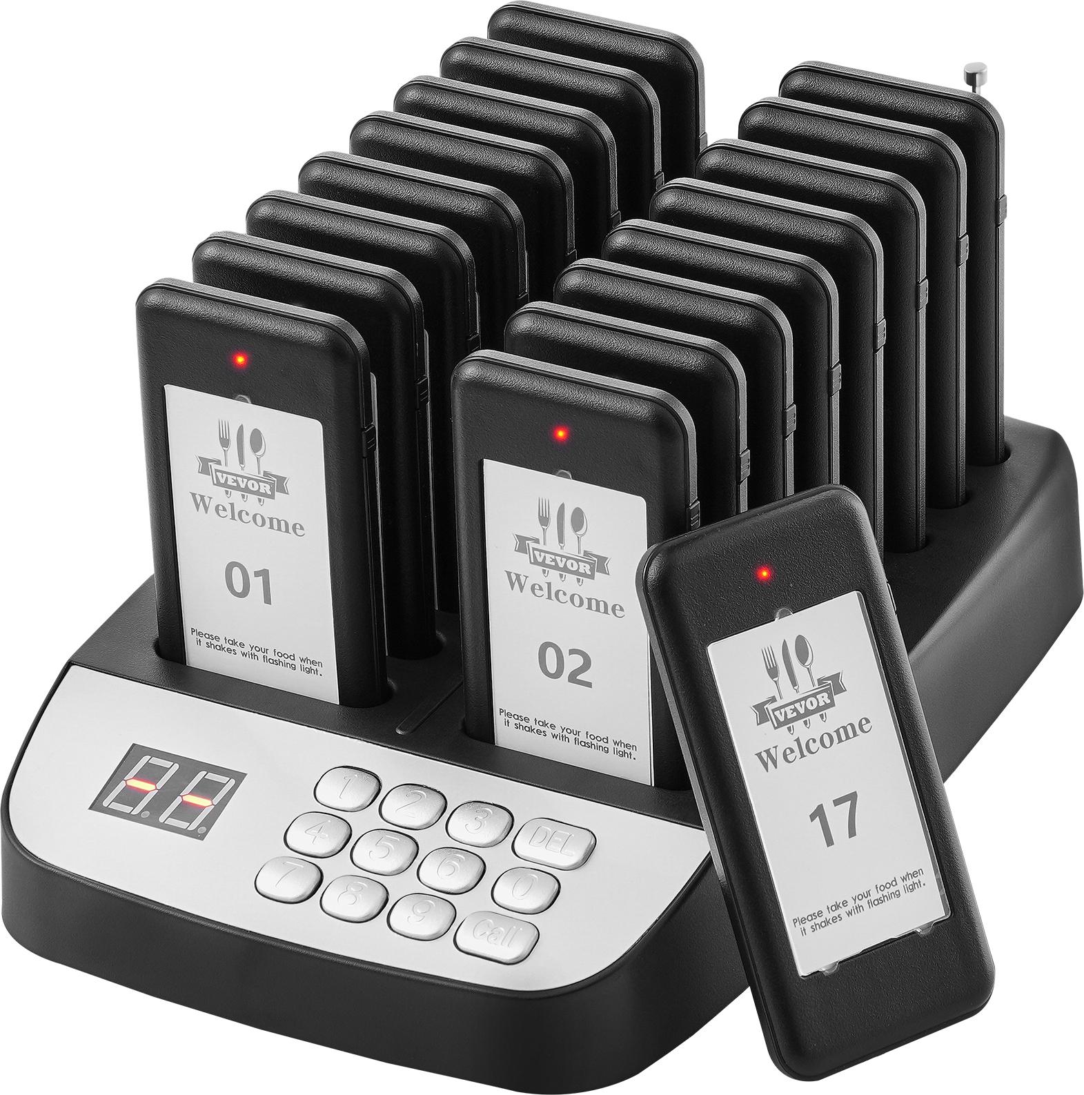 Sistema Cercapersone Per Ristoranti Vevor, Segnale Di Coda Wireless Con Portata Di 500 M, Segnalatore Acustico Per Rispondere Alle Chiamate Degli Ospiti Con Vibrazione E Lampeggiamento, 16 Cercapersone Per Food Truck, Chiesa