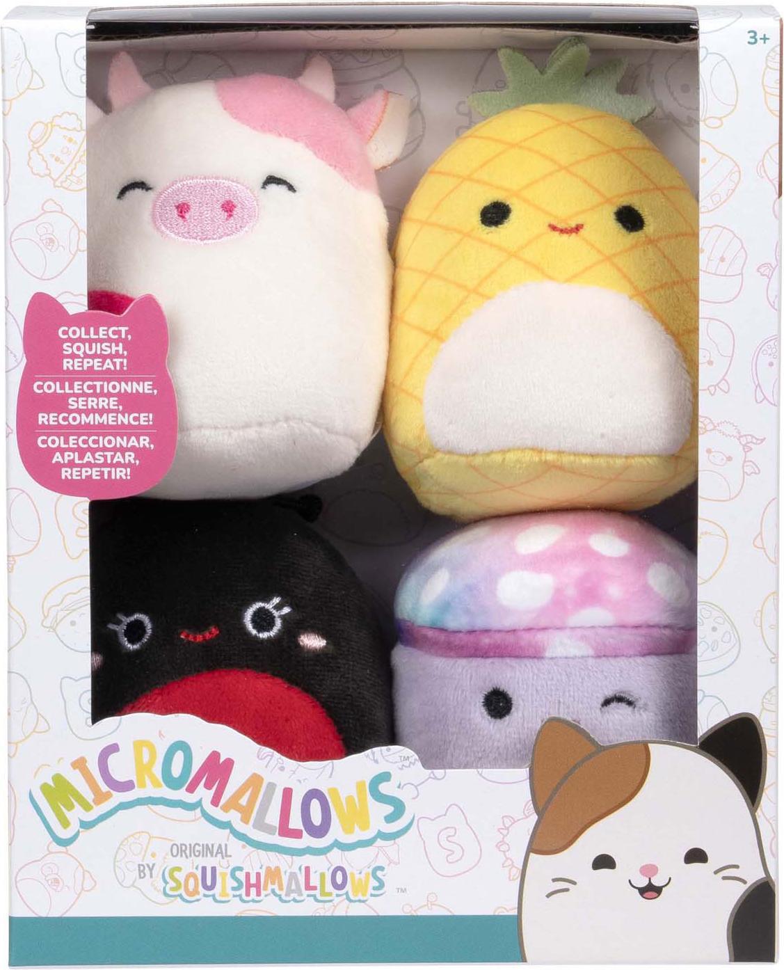Squishmallows Peluche Morbidi Micromallows – Maui, Trudy, Caedyn, Minya, Confezione Da 4