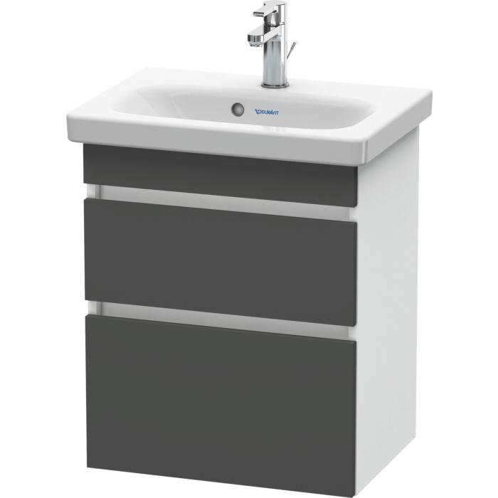 Duravit DuraStyle Waschtisch-Unterschrank DS640304918 50 x 36,8 cm, graphit matt/weiß matt, 2 Schubkästen, wandhängend