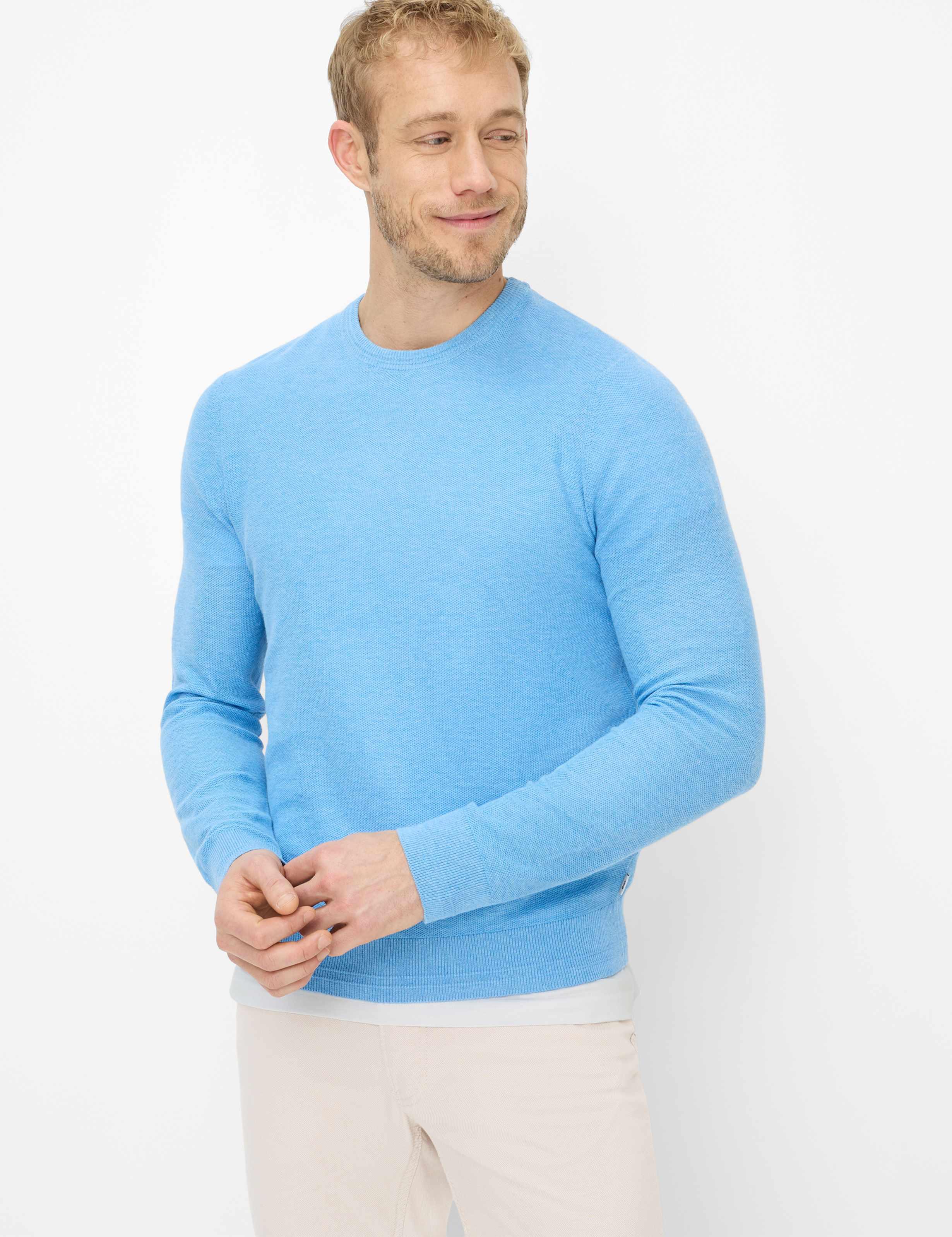 Brax Heren Trui Style RICK pool, lichtblauw,