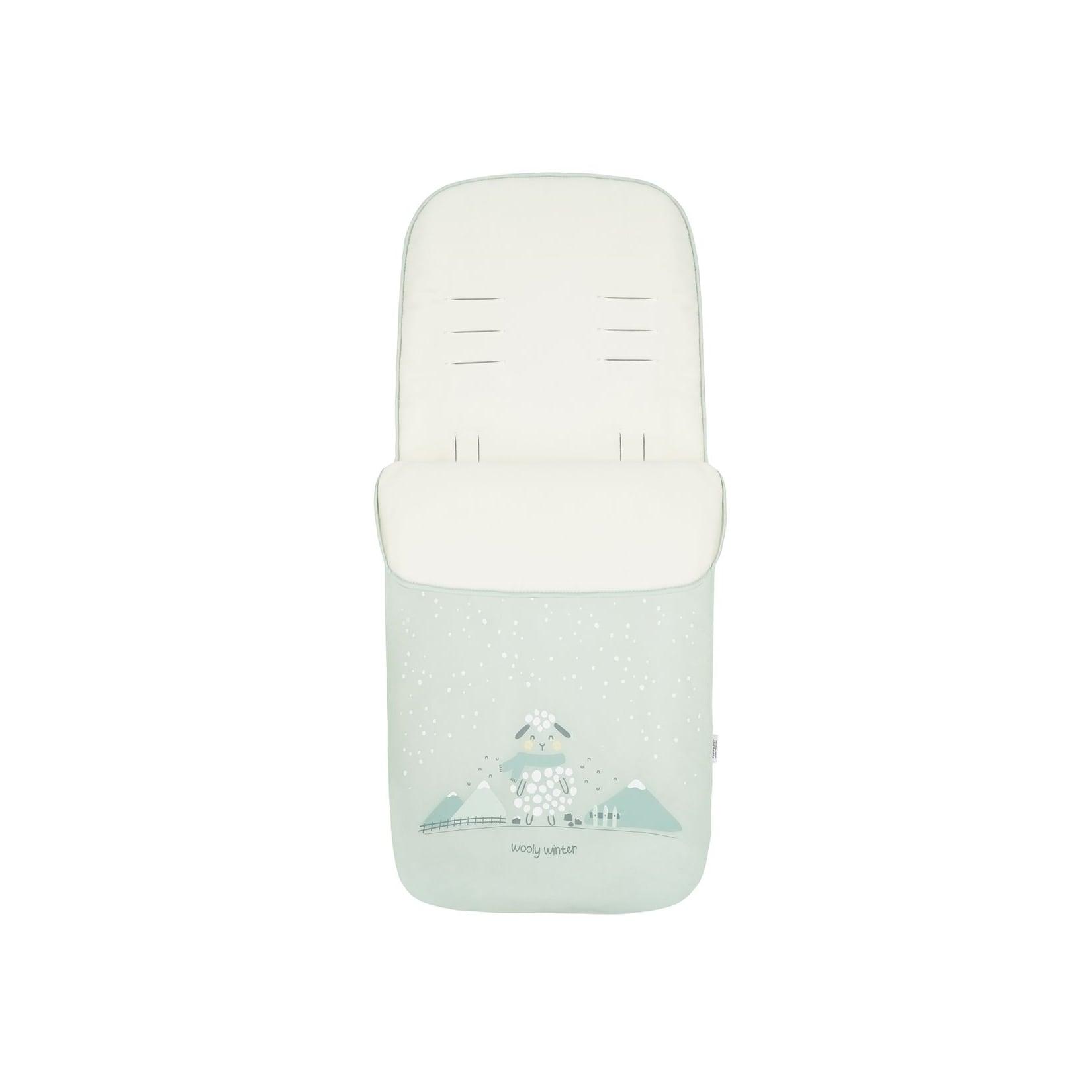 Kikkaboo Kinderwagen Fußsack Polar Friends Reißverschluss warmes Fleecefutter hellgrün