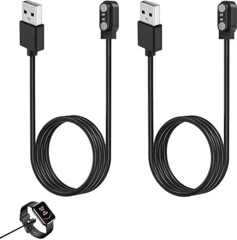 Confezione 2 Cavi Di Ricarica Smartwatch, 2,5 Mm 2-Pin Charger Magnetic, Cavo Universale Smart Watch Wutful Sprod1, Agptek LW31, Tuyoma LW36, Popglory P2