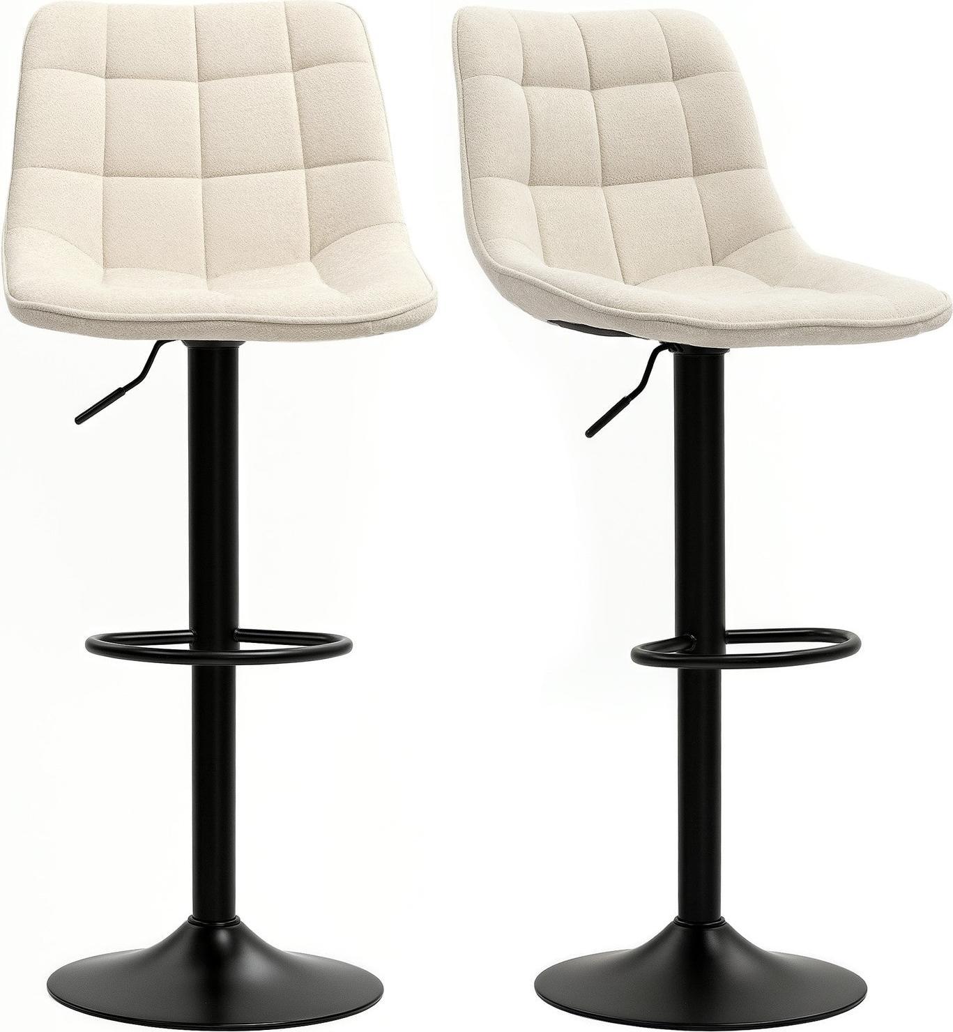 Set Di 2 Sgabelli Da Bar, Sgabello Da Bar Imbottito Con Schienale, Struttura In Acciaio, Look Ciniglia, Sedie Da Cucina Regolabili In Altezza Con Poggiapiedi Sgabello Girevole A 360° Per Cucina, Soggiorno Beige