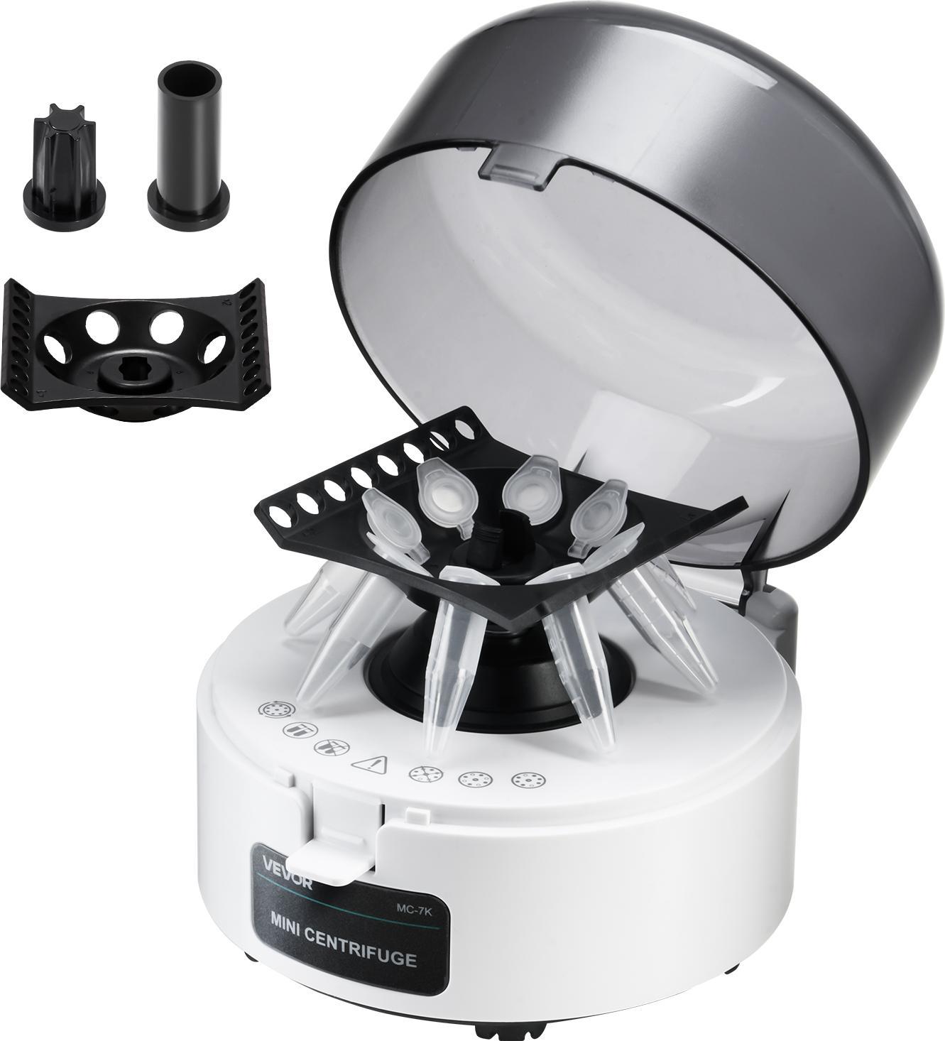 Vevor Mini Centrifuga 3013 Xg Centrifuga Elettrica Da Laboratorio Rcf Con Rotore 2 In 1 Per Provette Di Capacità 0,2/1,5/2 Ml, Velocità Fissa 7000 Giri/Min, Bassa Rumorosità Per Esperimenti Di Laboratorio