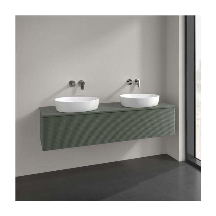 Villeroy Und Boch Antao Waschtisch-Unterschrank L39150HL 160X36X50Cm, Hahnlochbohrung, Waschbeckenplattenfarbe Lack, Leaf Green Matt Lacquer