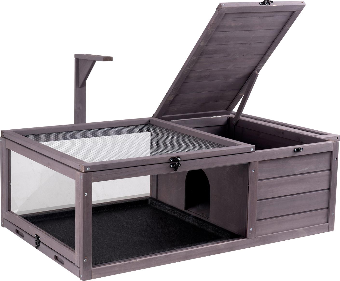 Vevor Habitat Per Tartarughe, Casetta In Legno Per Tartarughe Recinto Per Tartarughe Con Supporto Luminoso Sospeso, Recinto Per Rettili A 2 Stanze, Gabbia Per Piccoli Animali Per Gechi, Lucertole, Serpenti, 96,5 X 61 X 33 Cm