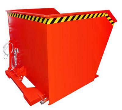 Bauer KippbehäLter SGU 200, Mit Lochblech & Ablasshahn, öL-/Wasserdicht, Seilzug Kippbar, Staplertauglich, L 1640 X B 1680 X H 1090 Mm, Feuerrot RAL 3000