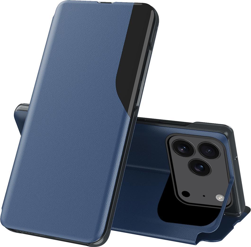 Custodia Per Iphone 17 Pro, Flip Stand Cover Custodia Protettiva In Finto Cuoio Blu