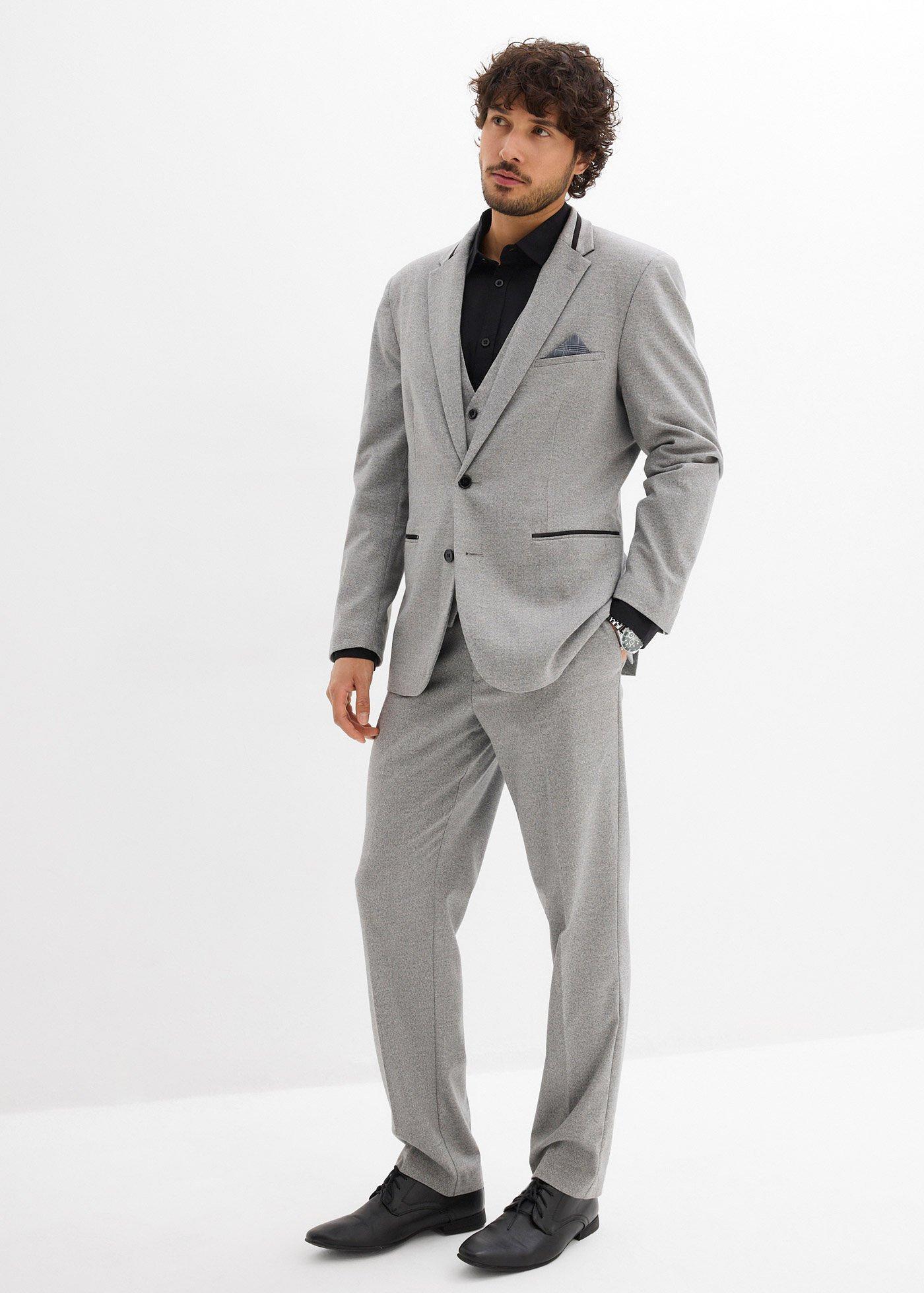 bonprix Anzug Mit Weste In Regular Fit (3-Tlg.Set), Grau, Gr.50, Stilvoller Anzug Mit Recycelten Polyester.