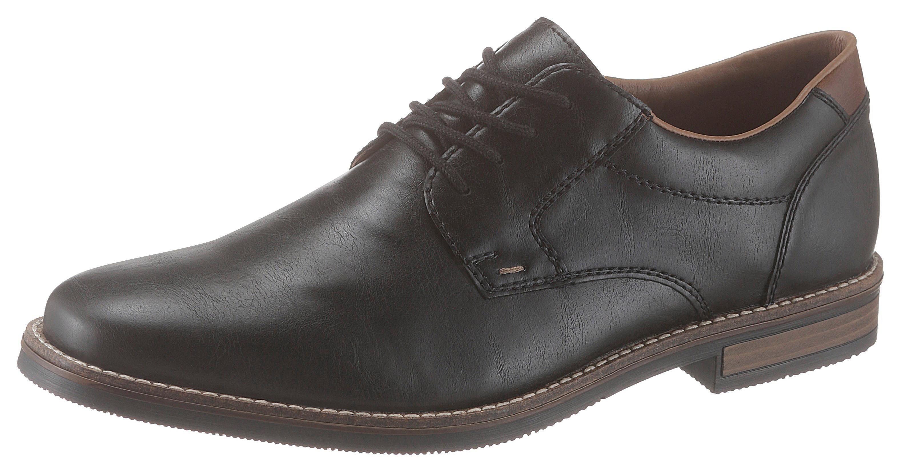 SchnüRschuh Rieker, Herren, Gr. 41, Schwarz, Lederimitat, Schuhe SchnüRschuh, Mit Modischen ZiernäHten, Freizeitschuh, Halbschuh, SchnüRschuh