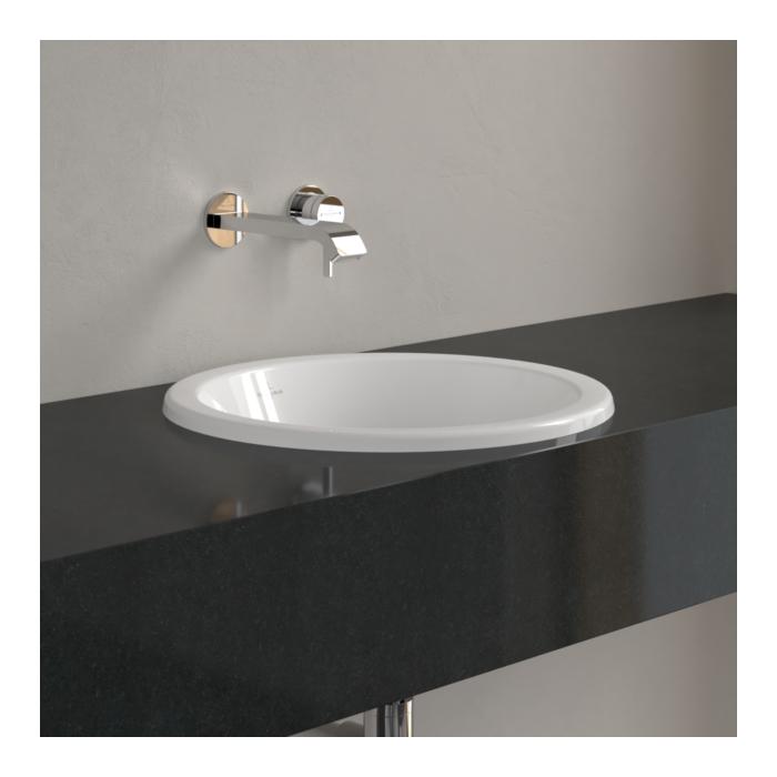 Villeroy Und Boch Loop & Friends Einbauwaschbecken 4A600001 Rund, Ohne Hahnlochbank, Mit ÜBerlauf, Ø 45 Cm, Weiß