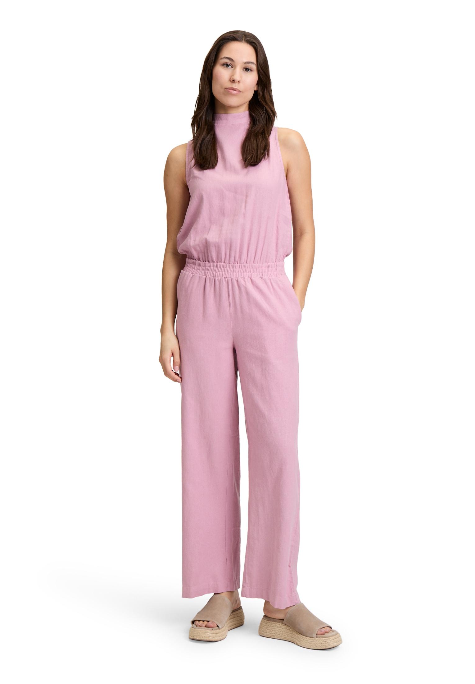 Overall Cartoon "Damen Mit Hohem Kragen", Damen, Gr. 40, NormalgrößEn, Lila (Lilas), Obermaterial: 55% Leinen, 45% Viskose, Tailliert, Rundhals, Overalls Overall, Design