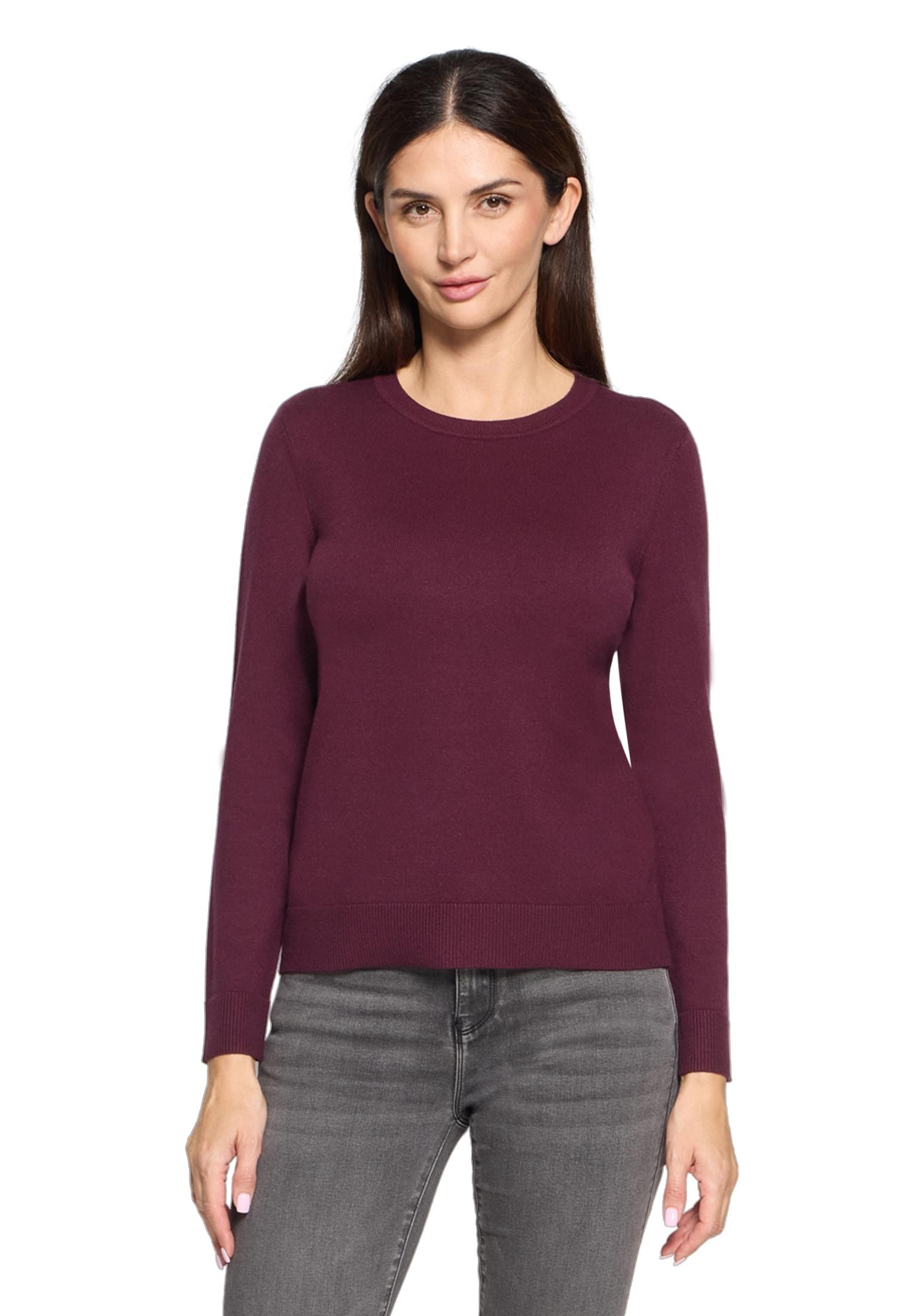 Strickpullover Betty Barclay "Damen Mit Rundhalsausschnitt", Damen, Gr. 44, Lila (Schwarz Aubergine), Strick, Obermaterial: 55% Viskose, 30% Polyester, 15% Polyamid, Basic, Gerade Lang, Rundhals, Pullover Strickpullover