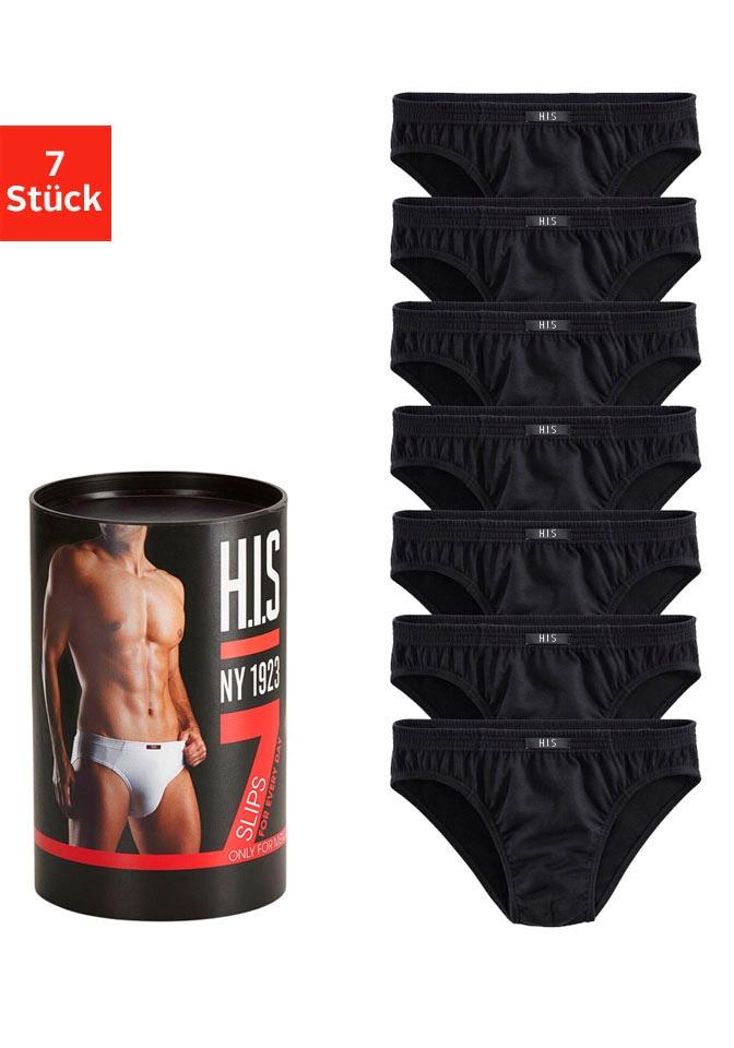 Slip H.I.S "Unterhosen FüR Herren", Herren, Gr. 7 (Xl), 7 Stk., Schwarz, Jersey, Obermaterial: 95% Baumwolle, 5% Elasthan, Unifarben, KöRpernah, Unterhosen Slip, Aus Baumwoll-Mix In Einer Dose Verpackt, Topseller