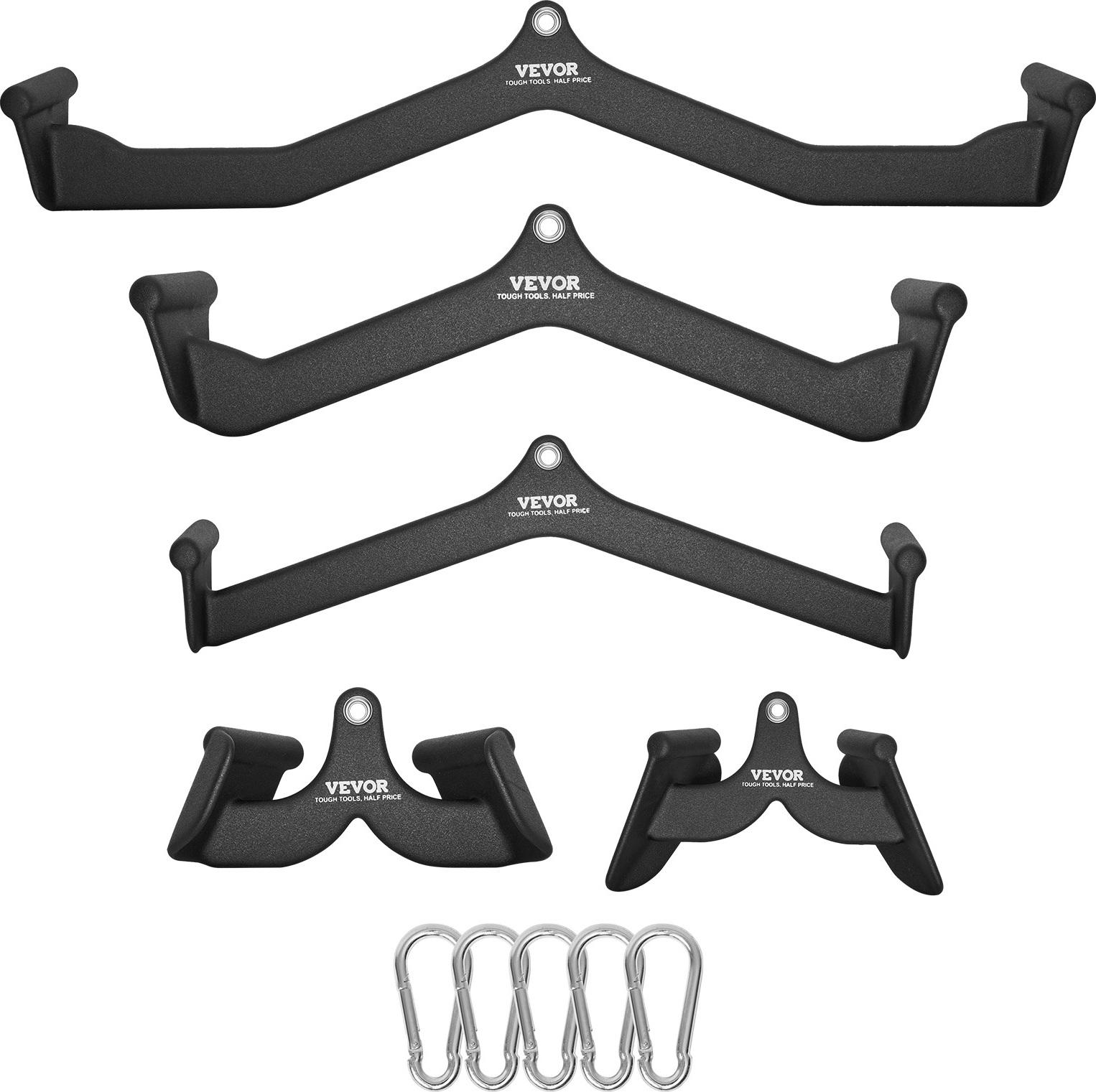 Vevor Attacchi Per Lat Pull-Down Vogatore Con Cavo Di Trazione, T-Bar V-Bar Set Di 5 Tricipiti Pull-Down Bar, Maniglia Rivestita In Gomma Bicipiti Curl, Tricipiti Lat Pull-Down Bar