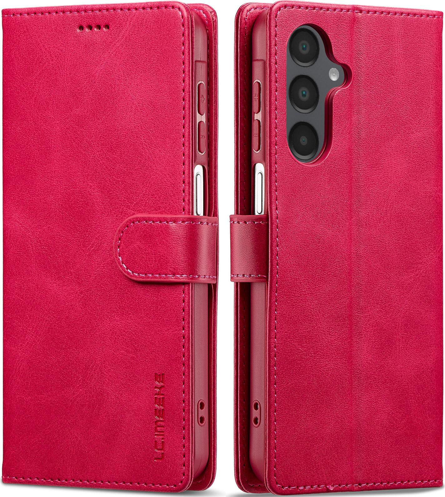 Custodia Per Samsung Galaxy S25 Custodia Flip In Pelle Con Chiusura Magnetica E Supporto, Custodia Protettiva Rosa Caldo