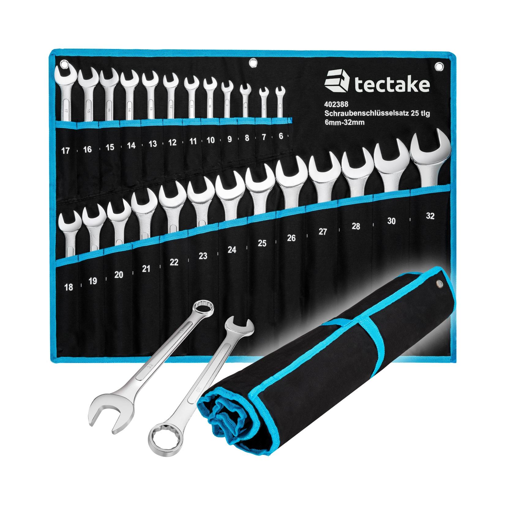 tectake® Maul-Ringschlüsselsatz, 25-teilig, 6 - 32 mm, inklusive Rolltasche mit Ösen