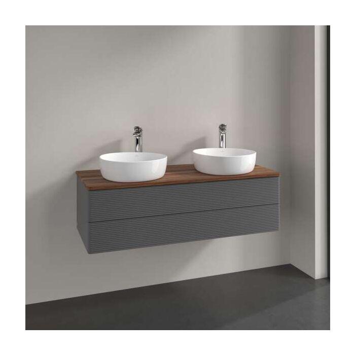 Villeroy Und Boch Antao Waschtisch-Unterschrank K24112GK 2 AuszüGe, 1200 X 360 X 500 Mm, Front Mit Struktur, Anthracite Matt Lacquer / Warm Walnut