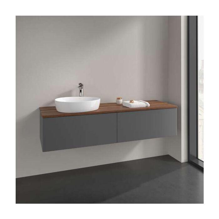 Villeroy Und Boch Antao Waschtisch-Unterschrank K37012GK 2 AuszüGe, 1600 X 360 X 500 Mm, Front Ohne Struktur, Anthracite Matt Lacquer / Warm Walnut
